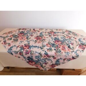 50" Square Table Cloth Overlay Pink Floral Tea Room Victorian Granny Core